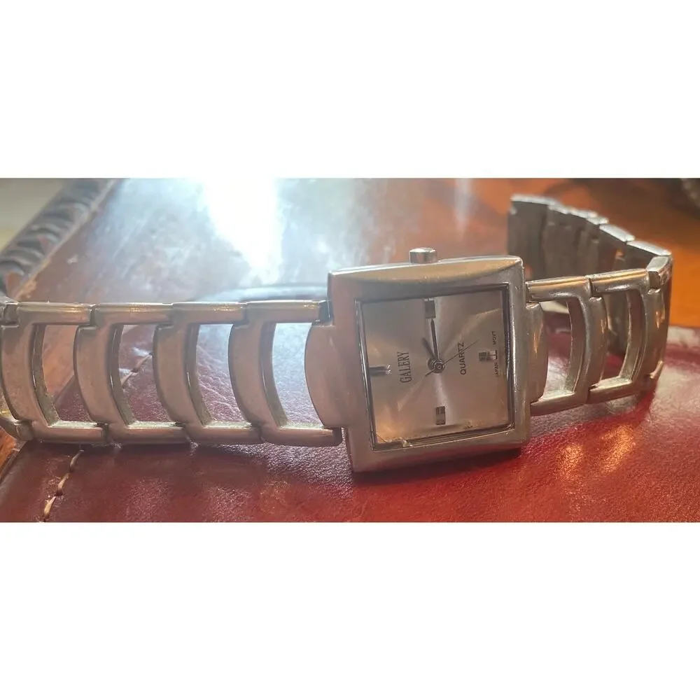 Women's 25mm Gun Metal Tone Galery Watch, Bracelet Band